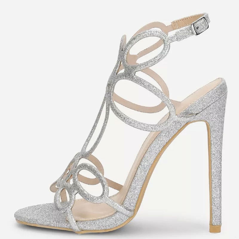 Glitter Design High Heel Sandals